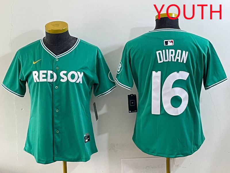 Youth 2025 Boston Red Sox #16 Duran Dark Green Joint Name Nike MLB Jersey style 2->youth mlb jersey->Youth Jersey